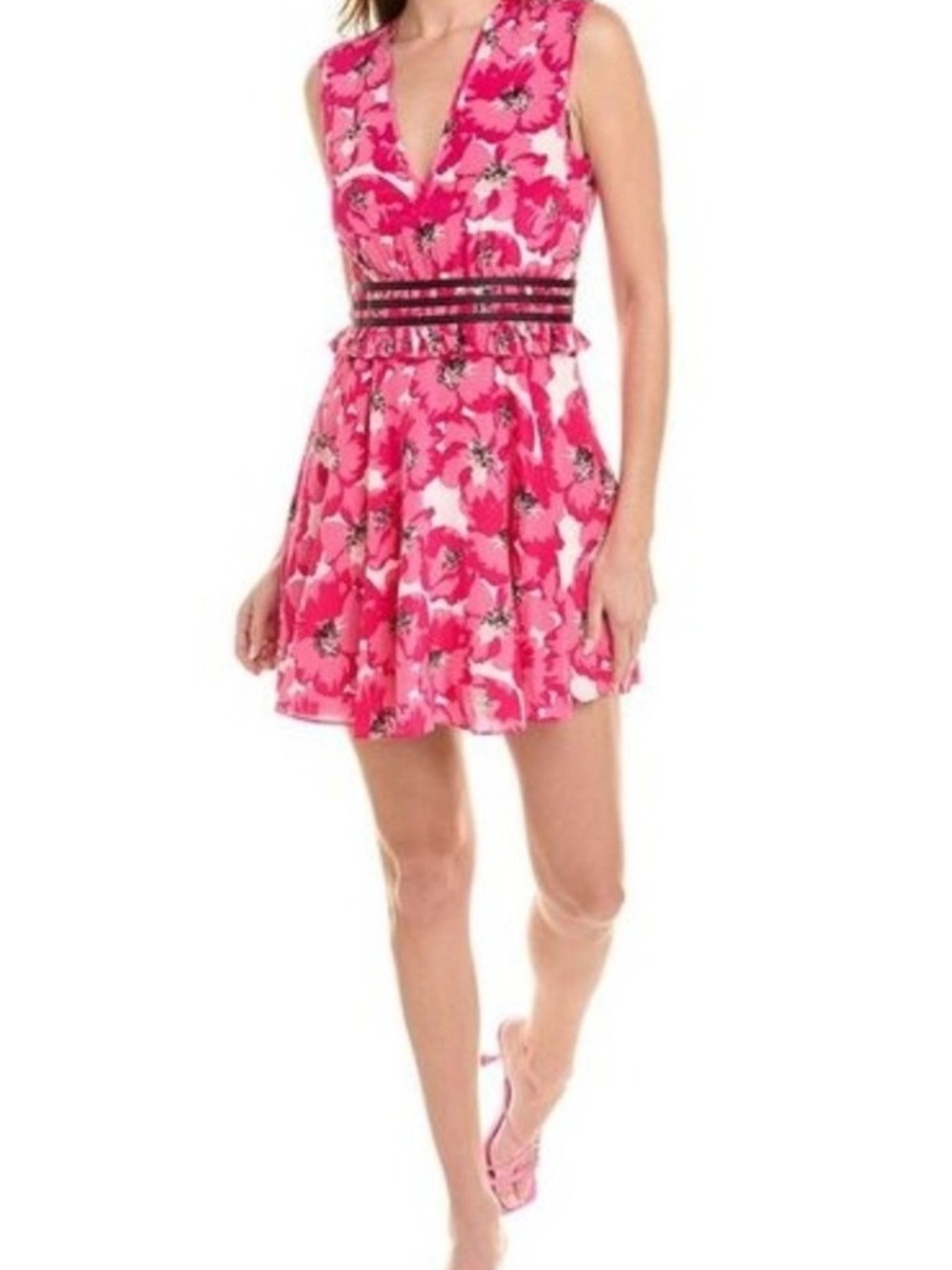 The Kooples Pink Floral V-Neck Sleeveless Mini Dress never worn